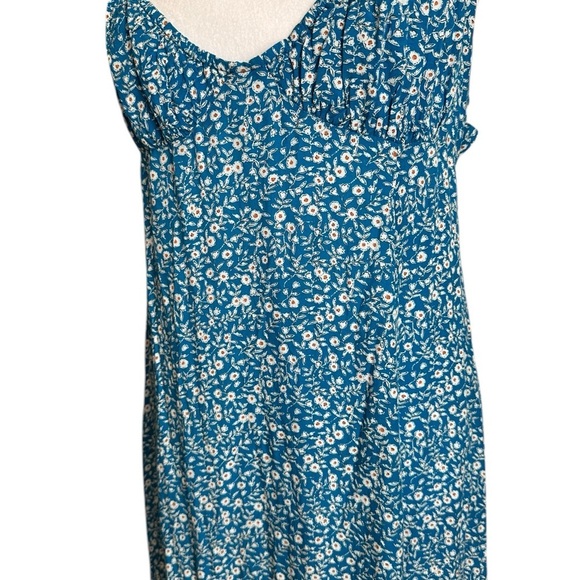 Princess Polly Georgia Blue Flroal Print Open Back Side Slit Midi Dress Size 10 - Picture 16 of 17